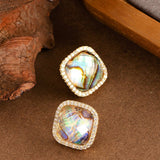 SQUARE ABALONE SHELL EARRINGS WITH DIAMONDS_CWMM4290