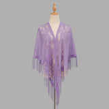 BREATHABLE TASSEL TRIANGLE SCARF HOLLOW KNIT WRAP_CWMM1993