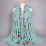 Embroidered Cotton Scarf Long Veil Shawl_Cwmm2002