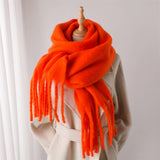 MOHAIR TASSEL SCARF FOR WINTER UNISEX LONG SHAWL_CWASC0965