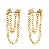 COLORED ZIRCON CHAIN TASSEL EARRINGS_CWAJE1020