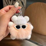CUTE RABBIT FUR BRIQUETTES CAR KEYCHAIN PENDANT_CWMM2480