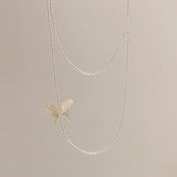 Transparent Crystal Beaded Butterfly Necklace