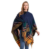 KNITTED FRINGED SHAWL DOUBLE SIDED PLAID SCARF_CWASC2178
