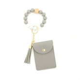 SOLID PU CARD WALLET WITH TASSEL BEAD STRAP_CWAB4967
