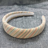 NEW STRIPED RAFFIA WOVEN PADDED CROWN HEADBAND_CWAHA6333