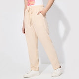 Solid Color Lace-Up High-Waisted Wide-Leg Pants