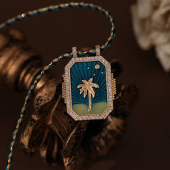 COLORFUL BRAIDED ZIRCONIA PENDANT NECKLACE_CWMM3893