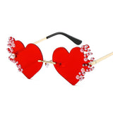 METAL RIMLESS PEARL HEART TEARS SUNGLASSES_CWASG0874