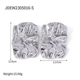 GEOMETRIC STAINLESS STEEL WRINKLE STUD EARRINGS_CWMM2353