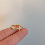 GOLD MULTI LAYER HOLLOW ZIRCONIA SHELL PEARL RING_CWAJE3101