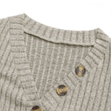 Solid-Color Striped V-Neck Jumpsuit