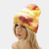 OUTDOOR WARM CURLED EDGE TIE DYE KNITTED HAT_CWAH1593