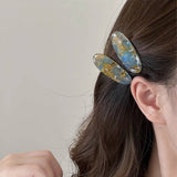 Marble Pattern Oval Resin Hair Barrettes For Women_Cwaha0753