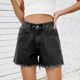Washed Slim Fit Denim Shorts