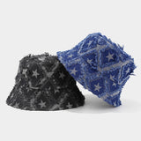 SUN PROTECTION RAW EDGE DENIM BUCKET HAT_CWAH1629