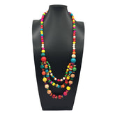 BOHEMIAN COLORFUL COCONUT WOOD BEAD NECKLACE_CWMM4929