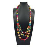 BOHEMIAN COLORFUL COCONUT WOOD BEAD NECKLACE_CWMM4929