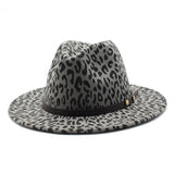FASHION LEOPARD PRINT WOOLEN HAT JAZZ HAT FELT HAT_CWAH2542