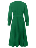 V-Neck Fashion,Slimming Elegant Pleated Dress