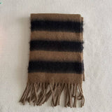 BLUE BROWN STRIPE SCARF THICK WINTER WRAP_CWASC2332