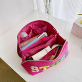 NYLON HAND HELD FLOCKING LETTER COSMETIC BAG_CWAB4383