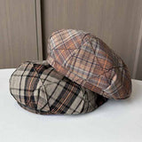 CONTRAST COLOR SIMPLE CHECK BERET_CWAB2906