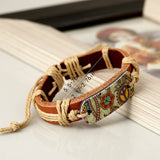 Vintage Style Hemp Rope Braided Leather Bracelet_Cwmm4459