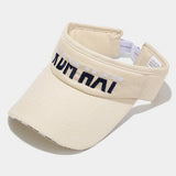 EXTENDED BRIM SUN VISOR HAT WITH LETTER EMBROIDERY_CWAH3315