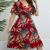 SUMMER RUCHED WAIST DRESS V NECK SLIM FIT_CWDMD5959
