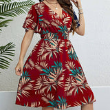 SUMMER RUCHED WAIST DRESS V NECK SLIM FIT_CWDMD5959