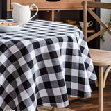 ROUND COTTON AND LINEN PLAID TABLECLOTH_CWMM0974