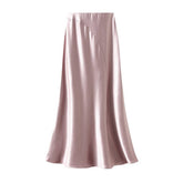 ASYMMETRICAL SATIN FISHTAIL SLIMMING MIDI SKIRT_CWBMS0353