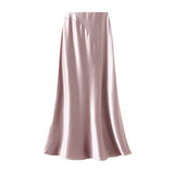 ASYMMETRICAL SATIN FISHTAIL SLIMMING MIDI SKIRT_CWBMS0353