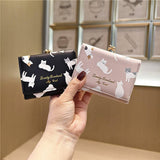 Cute Cartoon Cat Print Trifold Money Clip Wallet_Cwab06203