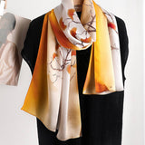 Ginkgo Print Mulberry Silk Scarf?Lightweight Wrap