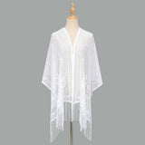 Sexy Flower Hollow Long Beard Triangle Scarf Shawl_Cwmm1999