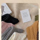 SOLID COLOR TWISTED WOOL MID CALF STACKED SOCKS_CWMS1130