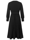 V-Neck Fashion,Slimming Elegant Pleated Dress