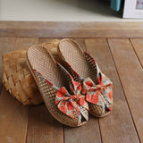 SUMMER WOVEN LINEN BOW MULES FOR HOME_CWSHF0194