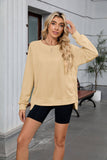 Solid Color Thread Round Neck Loose Hoodie