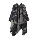 RETRO CARTOON STYLE KNITTED CAPE WARM SHAWL_CWASC2249