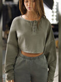 Solid-Color Bat-Sleeved Short Sweatshirt