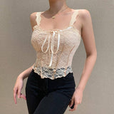 Solid Lace Trim Fitted Camisole Tank Top