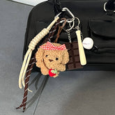 FLUFFY DOG DOLL KEYCHAIN WITH BOW CORD_CWMM7646