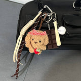 FLUFFY DOG DOLL KEYCHAIN WITH BOW CORD_CWMM7646