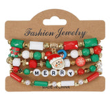 Cwmm10448_Christmas Charm Beaded Bracelet Snowman Tree Gift