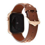 IWATCH9 1IWATCH8 GOLD RIVET GENUINE LEATHER STRAP_CWWW0078