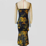 Tea Break French Printed Ruffled Halter Dress