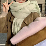 THICK MOHAIR SCARF WINTER TASSEL WRAP FOR WOMEN_CWASC1099